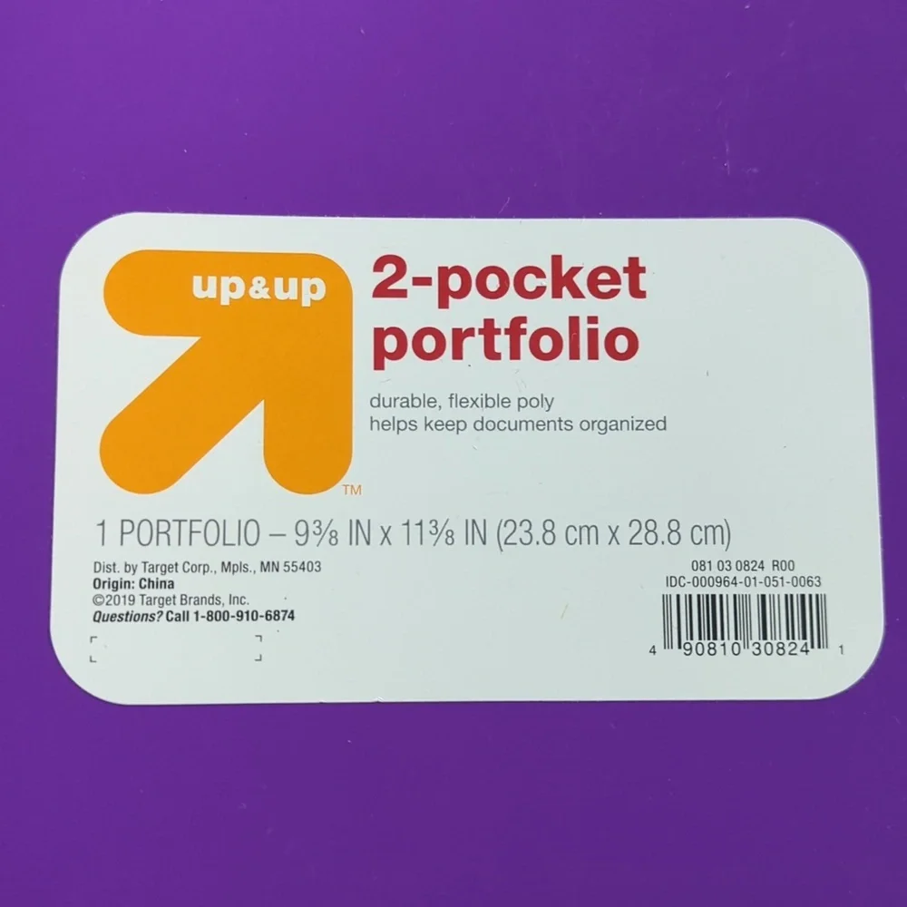 Up & Up 2-Pocket Portfolios - Gray, Yellow, Purple Set Of 3 Brand New.